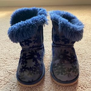 Kids blue flower UGG boots
